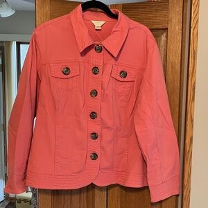 CJ Banks Pink Denim Jean‎ Jacket Womens Size 2X